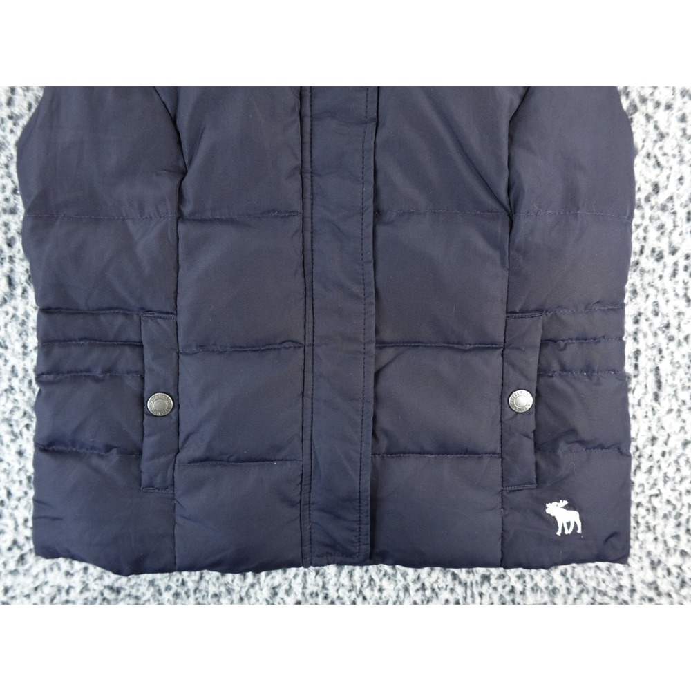 Abercrombie & Fitch Vest Blue Puffer Women's Size M Full Zip Moose Duck Down - Picture 3 of 10